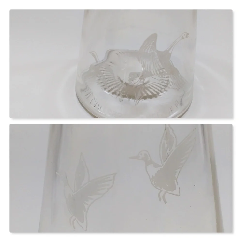 Vintage Glass Decanter with Etched Ducks